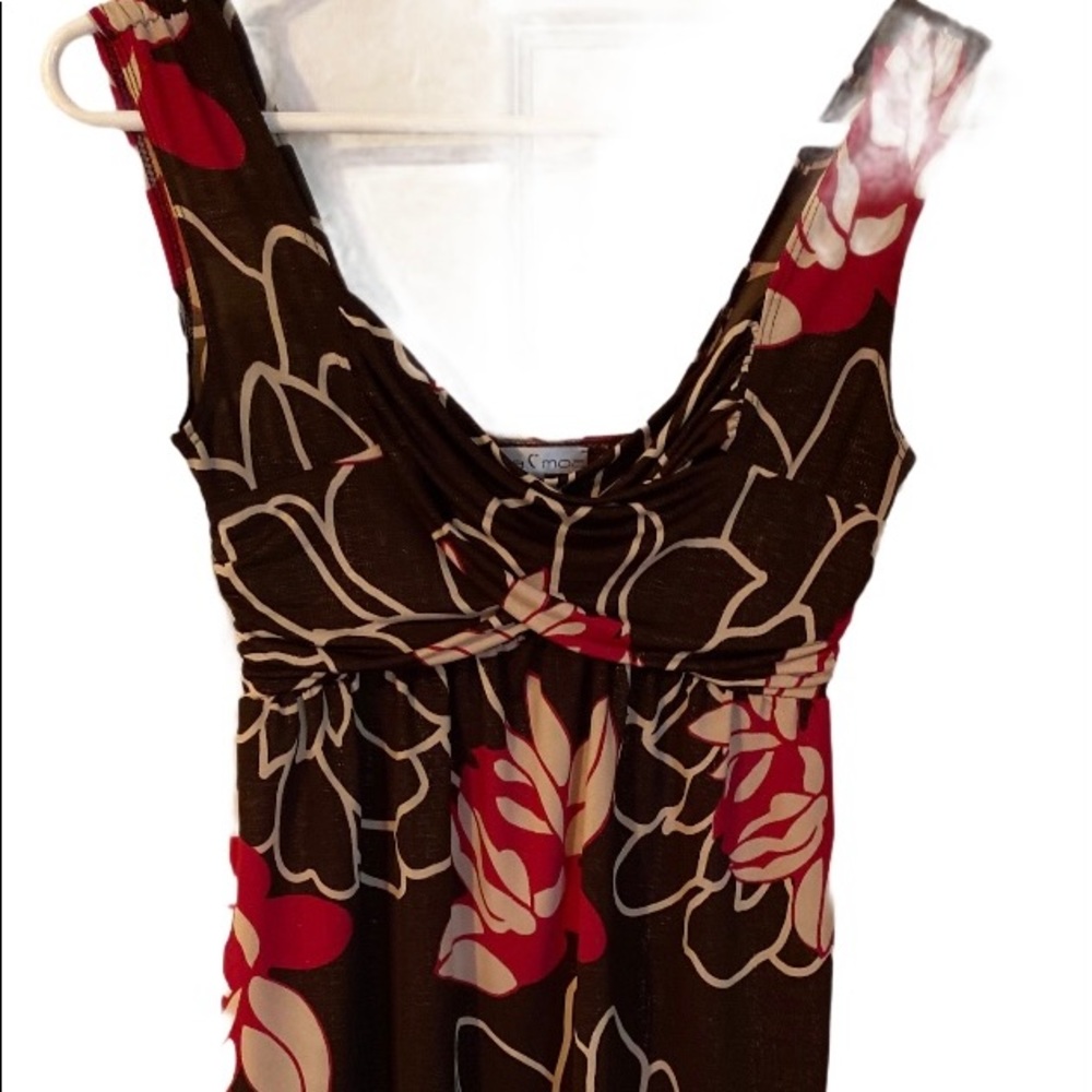 Moa Moa Sleeveless Blouse Brown Pink Small
